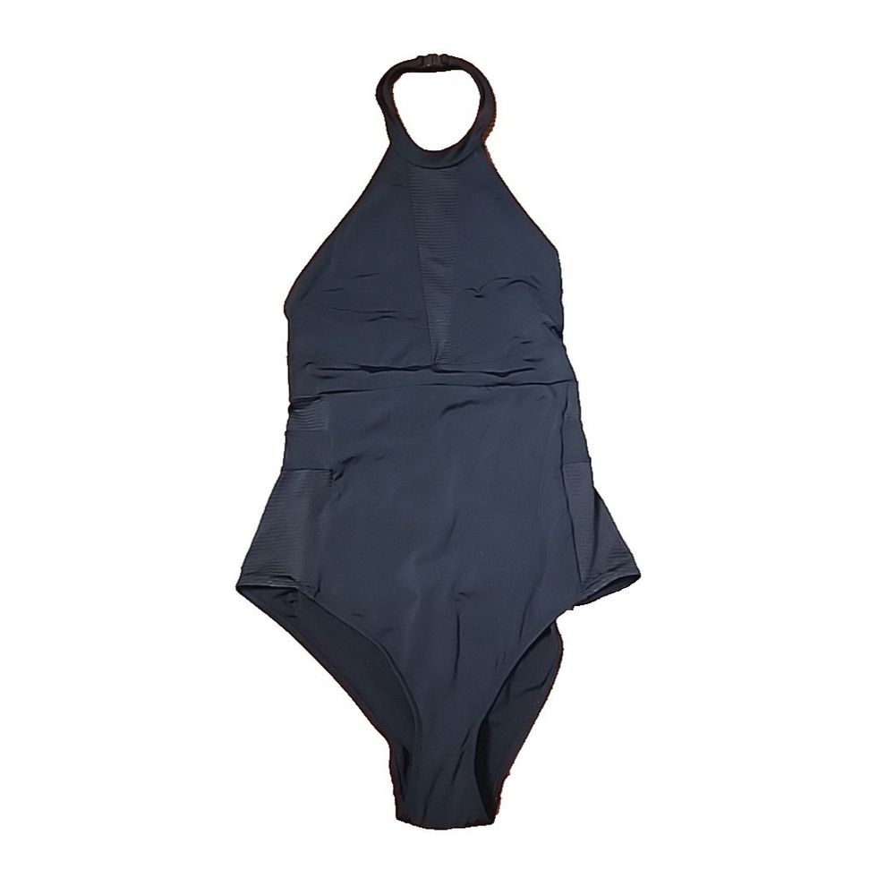 Afriel & Tabberis Australia One Piece Swimsuit 12 Black Halter Mesh Panels